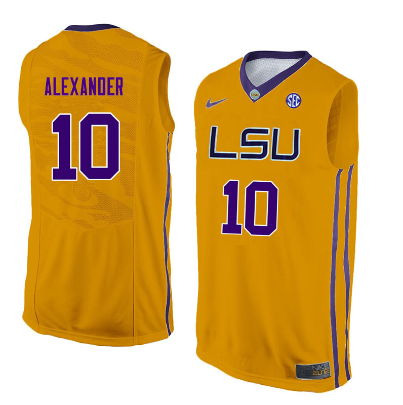 Men #10 Galen Alexander LSU Tigers College Basketball Jerseys Sale-Yellow